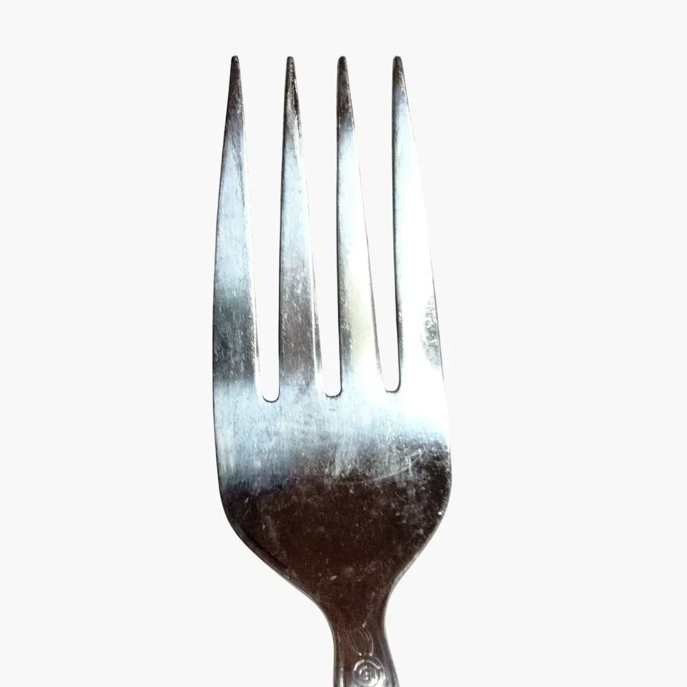 International Serving Fork Stainless Steel Floral Handle Vintage
